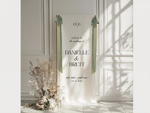 Custom Fabric Wedding Welcome Sign - Cotton Linen Look, Modern, Minimalist Wedding Decor, Baby Shower & Event Sign With Gold Stand Option - Etsy