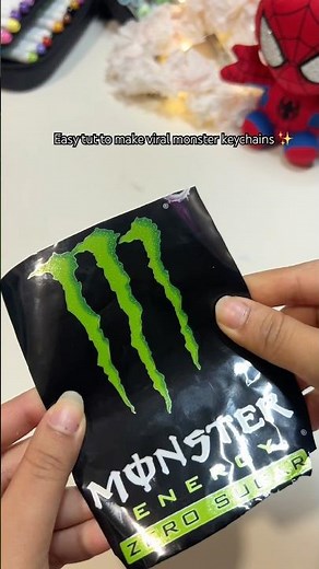 DIY to make keychain from monster can ✨#keychain #monster #viral #easy ain