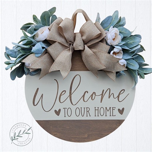 Welcome to Our Home Wood Wreath Door Hanger, Farmhouse Decor for Front Door - Etsy