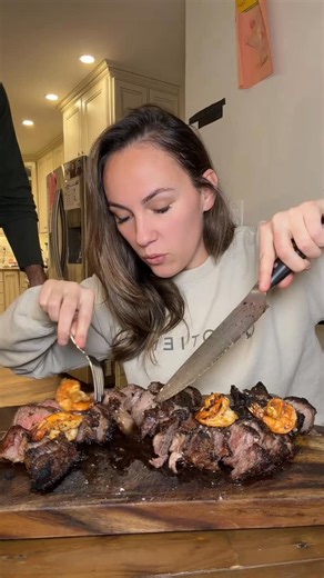 Liridona on Instagram: "Ribeye chronicles continues 🤣🤣 #steak #couple #pranks #pregnant"