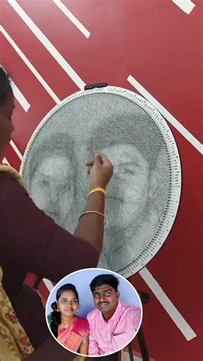 Customized Thread Portrait Art 🧵 Handmade Love Frame ❤️#threadart #giftideas #lovestory #shortsfeed