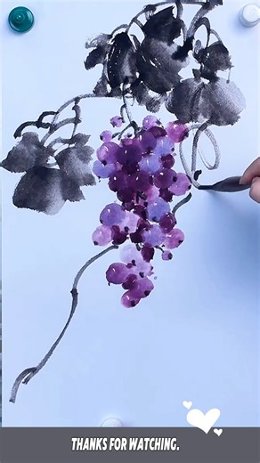 Steps for Painting Grapes #chineseinkpainting #beginners #grapes 🍇