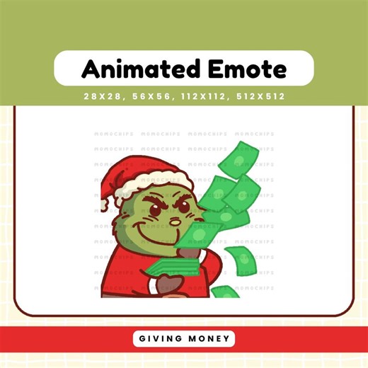 Grinch Christmas Emote Animated, Twitch Giving Money Live Streaming Chat - Etsy