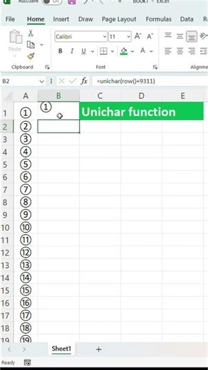 Excel Trick 🔥 ①②③ Circle Numbering Automatically | UNICHAR Formula #excel #excelshorts #exceltricks