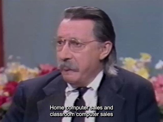 Discussing home computers in 1983.
