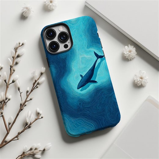 Deep Blue Whale Phone Case,flowing Curve Texture Ocean,cover for iPhone 17 16 15 14 13 12 11 Pro Max,samsung S25 S24 Ultra,magsafe - Etsy