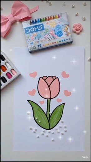 🌷 Cute Tulip Drawing Tutorial ✨Easy aesthetic flower art idea #shorts #drawing #diy #aesthetic