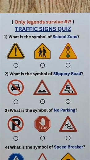 TRAFFIC SIGNS QUIZ | Can You Score 7/7? #trafficsigns #trafficsignquiz #quizchallenge #quiztime #tri | quizkingofficial1