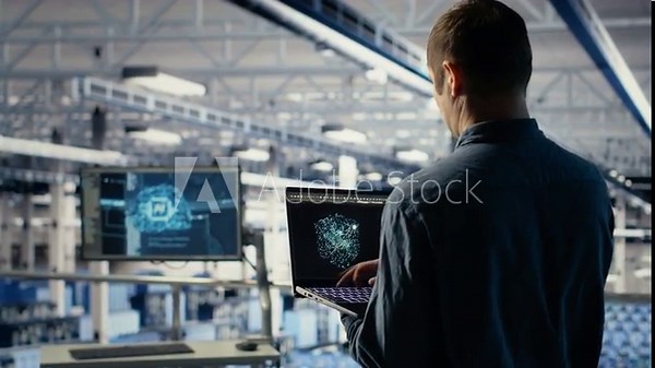 Data center software developer using AI LLM chatbot suggestions to adjust rigs system settings. Server hub IT professional using large language model on laptop to manage infrastructure, camera B