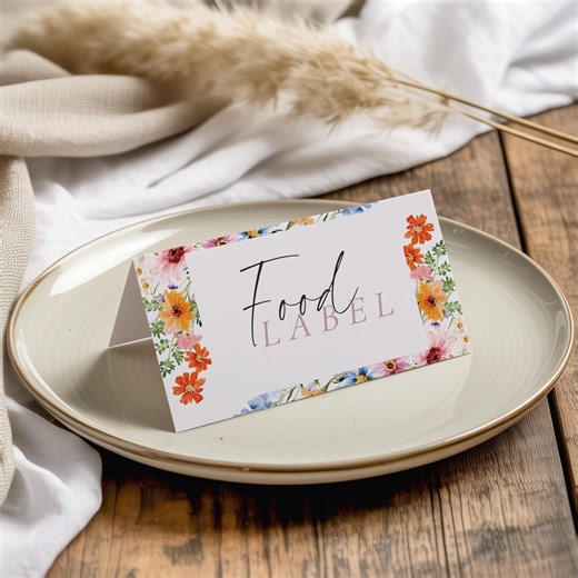A New Chapter Begins Food Labels Bridal Shower, Floral Book Theme Food Tent Cards 3.5x2 Folded, Wildflower Bridal Shower Decor-canva - Etsy