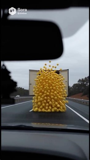 Truck Full of Rubber Duckies Explodes on Highway — You Won’t Believe What Happened Next!😳🦆 #shorts