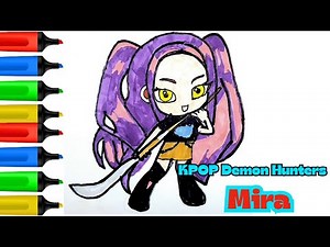How to Draw MIRA Chibi 🎤🎶🎧✨ Easy Drawing ❤️🔥🎵 KPOP Demon Hunters
