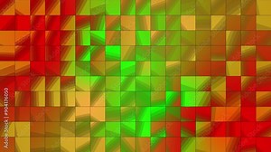 Abstract red and green background with squares and geometric shapes.elegant motion and different shades of red,orange and green.mosaic and blocks background.