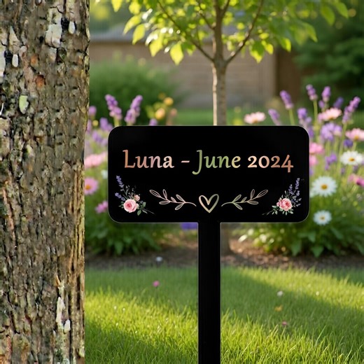 Personalized Memorial Sign With Name, Custom Date Garden Marker, Remembrance Stake, Grave Decoration for Cemetery - Etsy