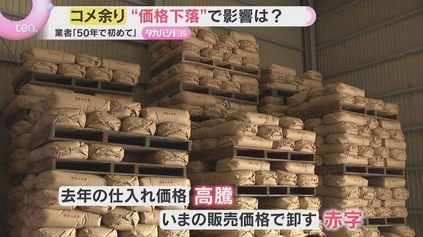 「夜も寝られない」コメ不足一転「コメ余り」価格下落で在庫は過去10年で最高 卸売りと農家の現実