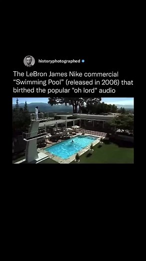 History Photographed on Instagram: "Nike’s 2006 “Swimming Pool” ad showed LeBron James training underwater, promoting the Zoom LeBron IV.⁠ ⁠ The moody visuals and smooth jazz soundtrack set the tone, but it was LeBron’s casual “Oh lord” after a dunk that stole the show.⁠ ⁠ That line later became a viral audio clip used widely in memes and TikToks.⁠ ⁠ Today, it’s remembered as one of Nike’s most iconic and culturally lasting sports ads."