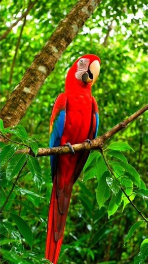 Colorful Scarlet Macaw Calling in the Rainforest 🦜