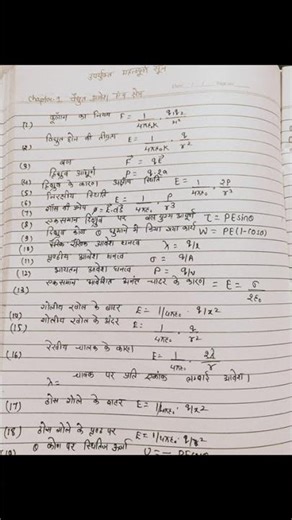 Class 12th Physics Formula विद्युत आवेश एवं क्षेत्र (Electric Charge and Field) #viralvideo #shorts
