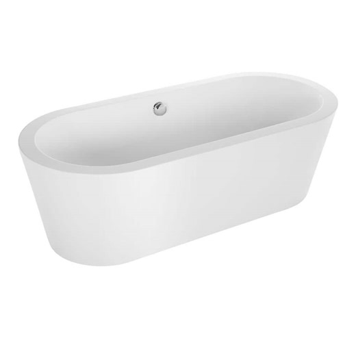 Check The Home Depot's Q&A Before Buying: Empava 59 in. Acrylic Flatbottom Center Drain Oval Freestanding Soaking Bathtub in White with Polished Chrome Overflow Drain