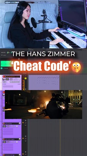 Hammy Cinematic on Instagram: "Turns out Hans Zimmer isn’t a person, he’s a math equation. Most people think cinematic strings are about the notes. They’re actually about the math🧮 No expensive orchestra required, just some Logic and the right textures. The last layer in this video is the ”Secret Sauce“ that makes the whole room shake. 🤫🔥 Comment below if you want the ‘Cheat Code’ for those massive Zimmer cinematic Drums! #producer #composerlife #hanszimmer #batman #homestudio"