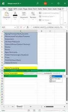 Cari nama terpanjang dan terpendek di excel secara otomatis