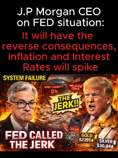 JP Morgan CEO on FED situation: This will have a reverse consequence. Inflation and interest rates will spike. #usachina #money #finance #investments #jpmorgan