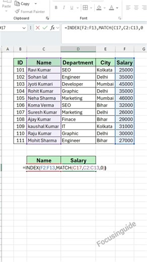 Mastering Excel Data Lookup || Why INDEX + MATCH Beats VLOOKUP #focusinguide #excel