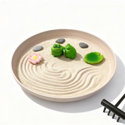 Mini Zen Garden With Frog Figurines, Japanese Sand Tray, Kawaii Desktop Meditation Decor Set - Etsy