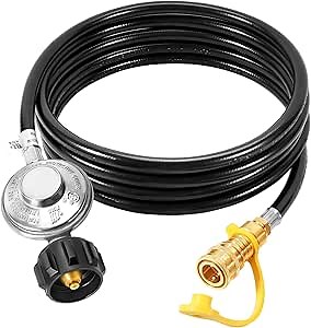 GasSaf 12ft Propane Regulator with Hose, Propane Hose for Indoor/Outdoor Heater -3/8 Quick Connect Disconnect