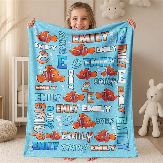 Personalized Finding Nemo Sherpa Blanket, Soft Dory Kids Nursery Plush Gift JCKZ11 - Etsy