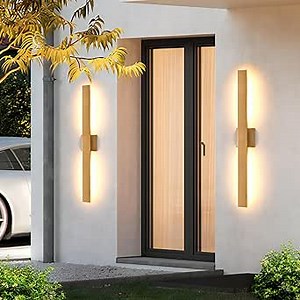 Gold Long LED Porch Lights 34 in Modern Exterior Lighting Fixtures Waterproof Aluminum & Glass Outdoor Wall Lights 3000K Warm Light Outside Lights for House Garage Front Door Patio,2 Pack