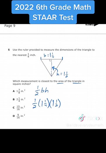 Calculate the Area of a Triangle | 6th Grade Math STAAR Test Question 5