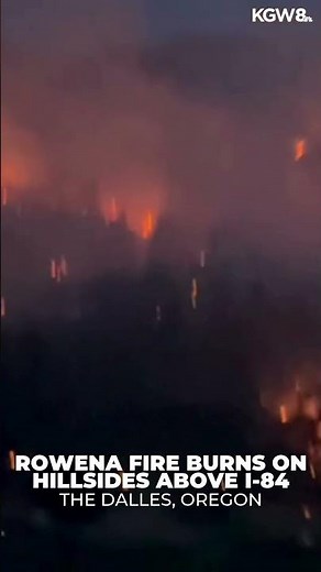 Rowena Fire burns on hillsides above I-84 in Oregon #wildfireseason #wildfires2025
