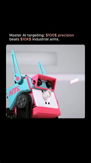 Luminica AI on Instagram: "The pink robot isn’t just launching gum; it’s teaching us how to master extreme precision without spending a fortune. This DIY „Gummy“ robot achieves sub-millimeter accuracy using low-cost cameras and simple motors. It proves that clever AI software can replace expensive industrial hardware like LiDAR. You don’t need a huge budget to tackle complex engineering problems. Focus on efficient vision systems and minimal backlash in your actuator design. The robot triggers t