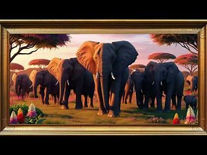 Herd of Elephants - TV Art - 4K - Screensaver - Wallpaper - Frame art