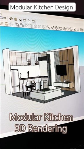 Modular kitchen 3D #modularkitchen #3d #render #shorts