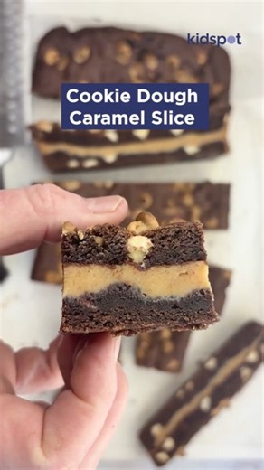 Cookie dough caramel slice