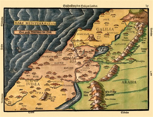 Holy Land Map at the Time of JESUS, Biblical Geography Woodcut by Heinrich Bünting, Rare Religious Cartography - Etsy Canada