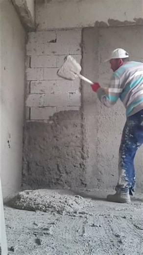 He Slapped Cement on the Wall, and This Happened... 😳#asmr #constructionsounds #satisfyingaudio