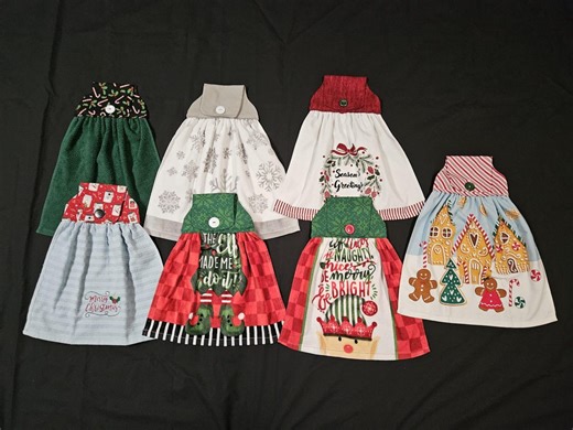Christmas Winter Assortment of Hanging Kitchen Hand Towels With Button Closure - Etsy UK