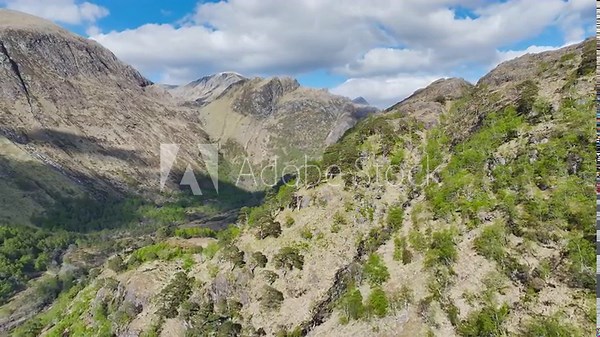 Glen Nevis Valley and River Navis from a drone, Fort William, Lochaber, Highland, Scotland, UK