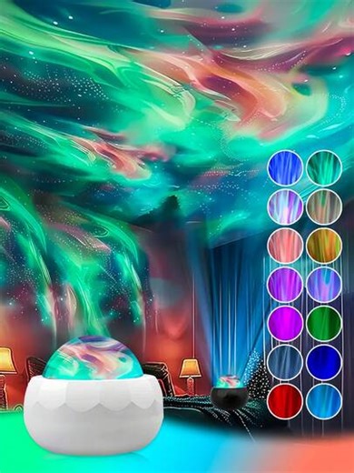 1pc LED Northern Lights Lamp, Starry Sky Atmosphere Light, Multi-Color Patterns, Galaxy Projector Lamp, Bedroom Night Light Projector, Home Theater, Ceiling Light, Gift Decor, Holiday Gift, Camping, Wedding Decor, Romantic Mood Light, Room Decor, Valentine's Day Gift | SHEIN