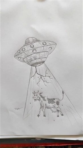 Easy Alien Abduction Drawing | Easy UFO 👽 Sketching video #alienabduction ‪@onepencilsketches‬