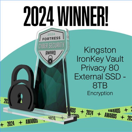 26 reactions | We're excited to announce that the Kingston IronKey Vault Privacy 80 External SSD has received the 2024 Fortress Cybersecurity Award for Encryption from Business Intelligence Group!  This award recognizes products that elevate the cybersecurity landscape to help fight the ever-growing data security threats businesses face. Click the link to learn more ➡️ https://kings.tn/4bXeNEB | Kingston Technology | Facebook