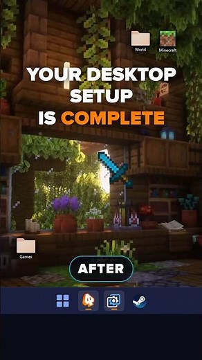 Desktop setup glow-up (Minecraft cursor)