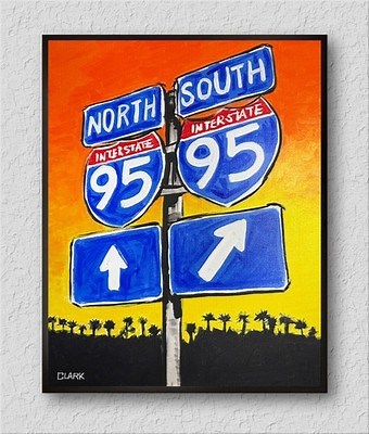Unique "I-95 Sign" Pop Art Acrylic Painting - 20x16" Stretched Canvas | eBay