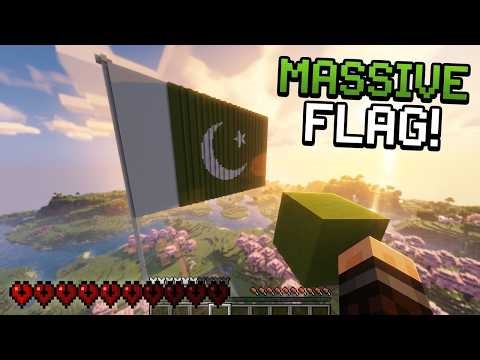 Building the biggest Pakistani Flag in HARDCORE Minecraft