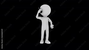 3D Man Calling someone on the phone in a loop with transparent (alpha) background