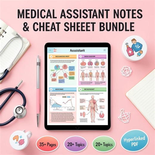 Medical Assistant Study Notes Bundle, Cheat Sheets, Nursing Guide (hyperlinked PDF) - Etsy