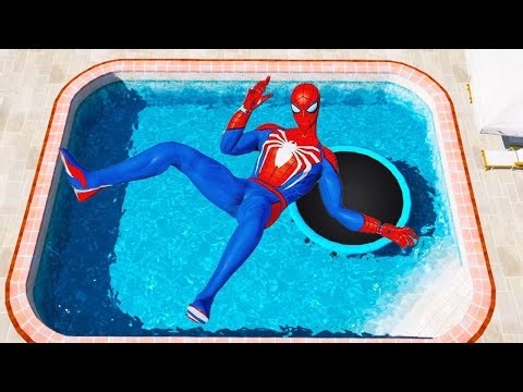GTA 5 Spiderman & Rainbow Minion Team Pool Parkour in GTA 5 (Compilation)